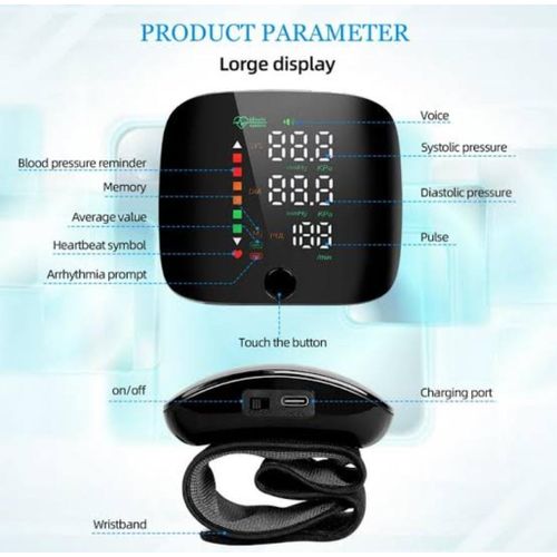 Wrist Electronic Rechargeable Sphygmomanometer Blood Pressure Monitoring Kit