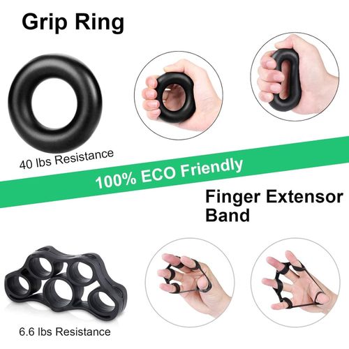 5 IN 1 PCS Hand Grip Strengthener Set Strength Training Equipment Forearm Finger Exerciser, Finger Stretcher, Adjustable Hand Gripper, Exercise Ring & Grip Ball for Injury Rehabilitation, Athlete, Musicians