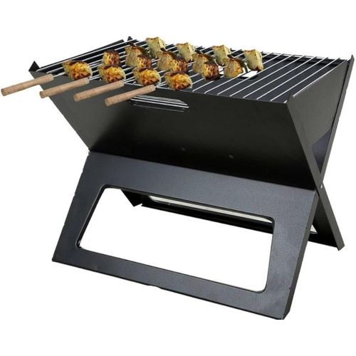 X-Type Folding Charcoal Oven, Stainless Steel Camping Portable Barbecue Grill