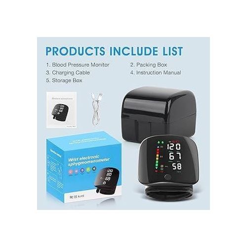 Wrist Electronic Rechargeable Sphygmomanometer Blood Pressure Monitoring Kit