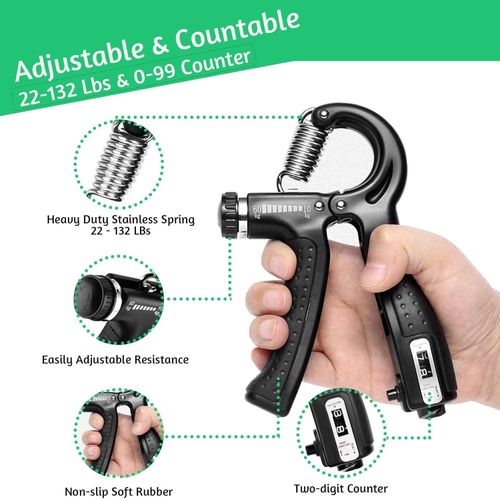 5 IN 1 PCS Hand Grip Strengthener Set Strength Training Equipment Forearm Finger Exerciser, Finger Stretcher, Adjustable Hand Gripper, Exercise Ring & Grip Ball for Injury Rehabilitation, Athlete, Musicians