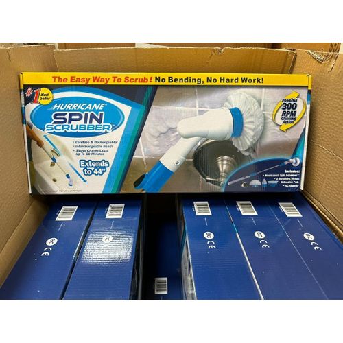 Rechargeable hurricane spin scrubber with 3 brushes