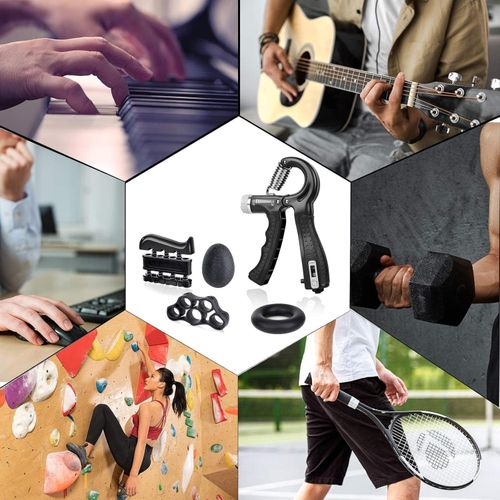 5 IN 1 PCS Hand Grip Strengthener Set Strength Training Equipment Forearm Finger Exerciser, Finger Stretcher, Adjustable Hand Gripper, Exercise Ring & Grip Ball for Injury Rehabilitation, Athlete, Musicians