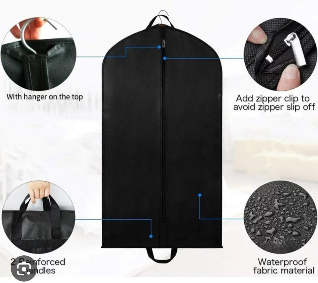 Waterproof dustproof strong fabric suit bag with zip and carrier handles