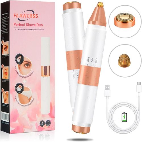 2in1 Rechargeable Flawless Duo Perfect Shaver for Facebodyeyebrows Hair Removal