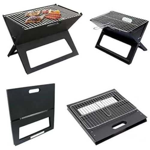 X-Type Folding Charcoal Oven, Stainless Steel Camping Portable Barbecue Grill