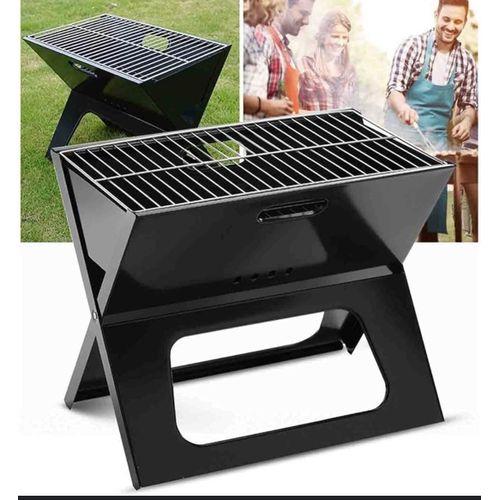 X-Type Folding Charcoal Oven, Stainless Steel Camping Portable Barbecue Grill
