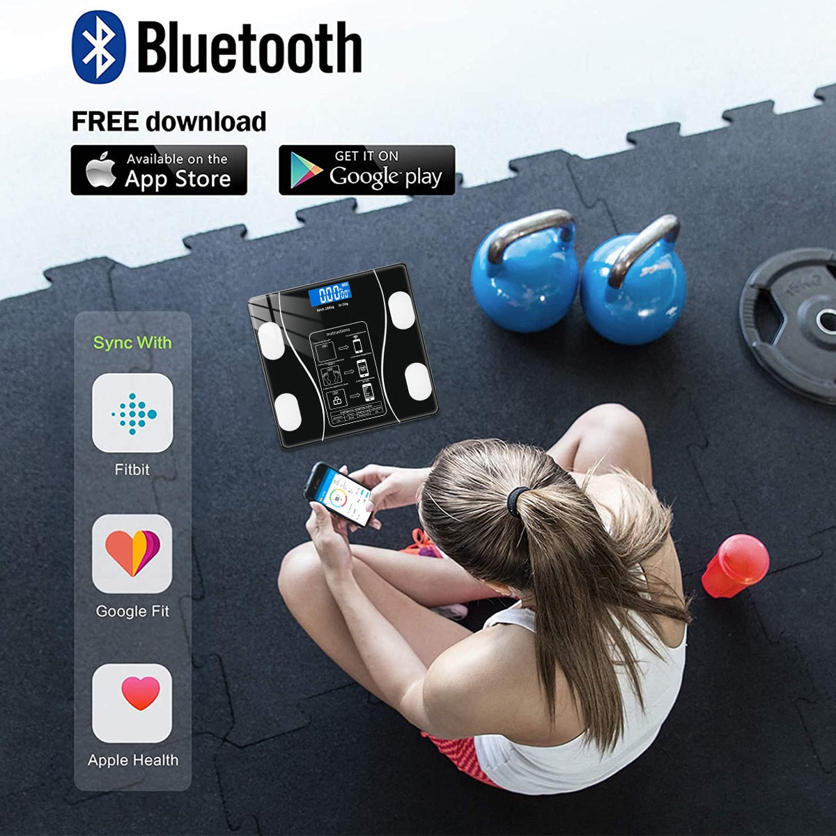 BLUETOOTH SMART BODY FAT SCALE – DIGITAL BATHROOM SCALE WITH APP