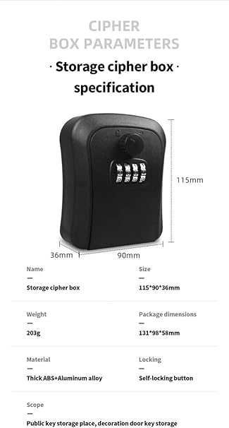 Weatherproof Wall-Mounted Key Safe Lock Box with Combination Password