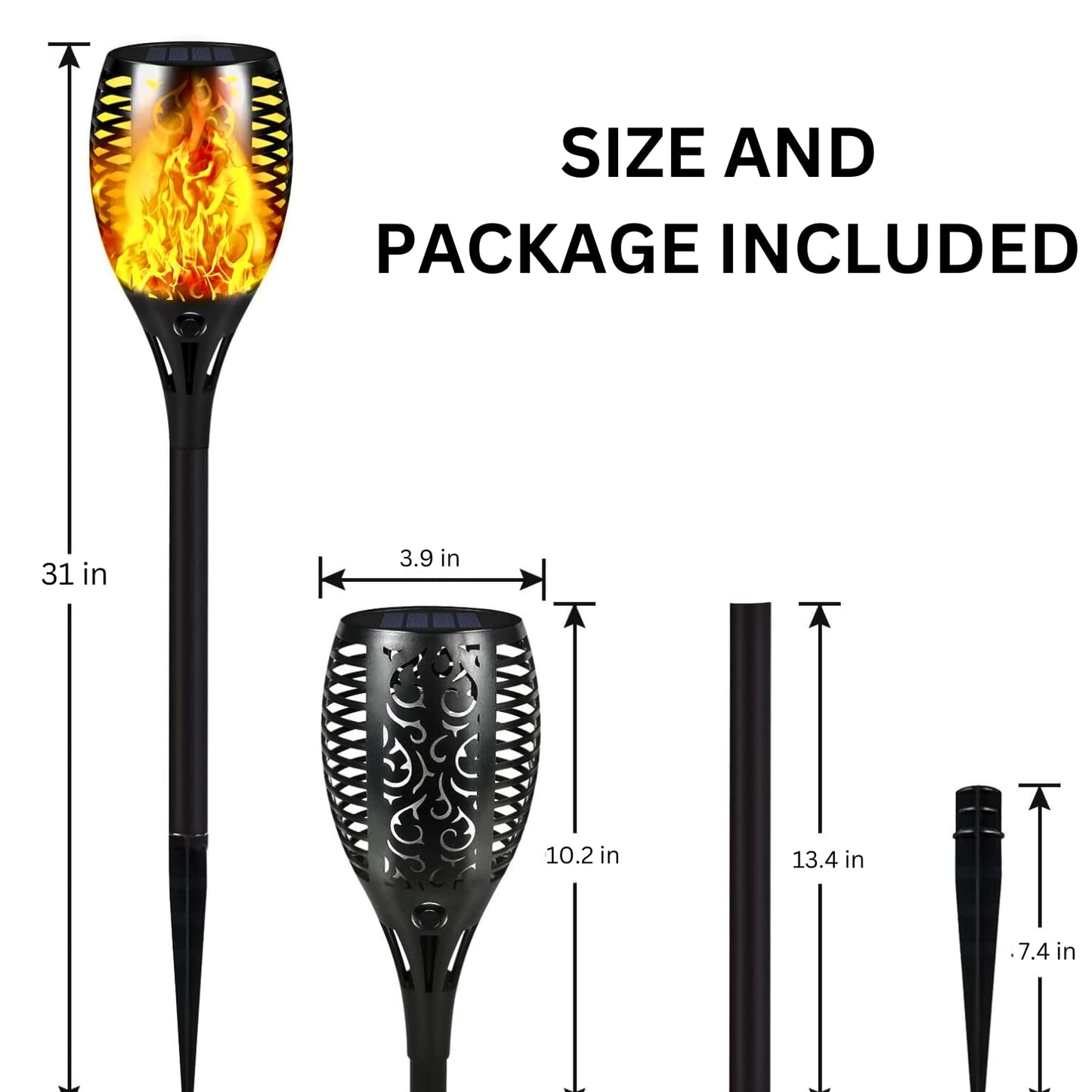 6 pieces LED solar flame lamp For outdoor, waterproof for garden decor