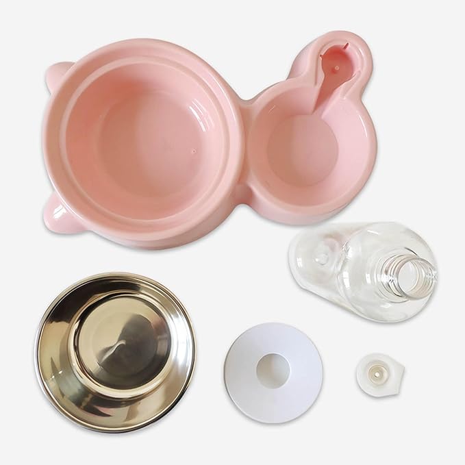 2-in-1 Cat Food and Water Bowl Set Dog Dish with Water Dispenser Double Dog Cat Bowls Automatic Water Dispenser Bottle No-Spill Pet Feeder Removable Cat Dish Pet Feeder