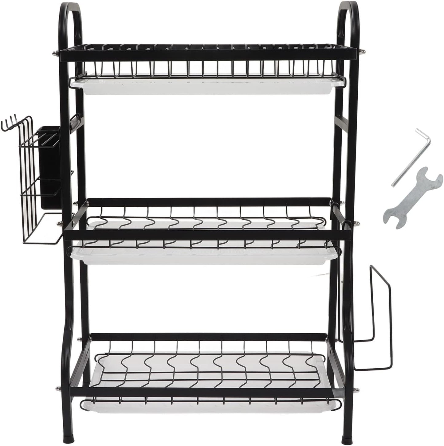 3 Tier Dish Drying Rack Large Capacity Space Saving Dish Drainer Organizing Holder for Home Kitchen Supplies