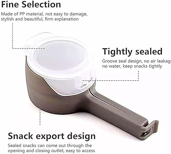 4Pcs Food Bag Sealing Clip with Pour Spout, Food Bag Clips with Pour Spout,Reusable Food Storage Sealing Clips with Pouring Spouts for All Food or Cat/Dog Food Storage