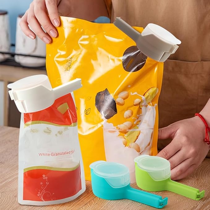 4Pcs Food Bag Sealing Clip with Pour Spout, Food Bag Clips with Pour Spout,Reusable Food Storage Sealing Clips with Pouring Spouts for All Food or Cat/Dog Food Storage
