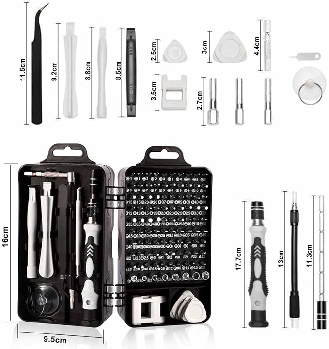 115 in 1 multipurpose screwdriver set for Computer, Mobile Phone, Laptop, Tablet, Game Console, Watch, Camera, Eyeglasses, Electronics, DIY Projects, etc