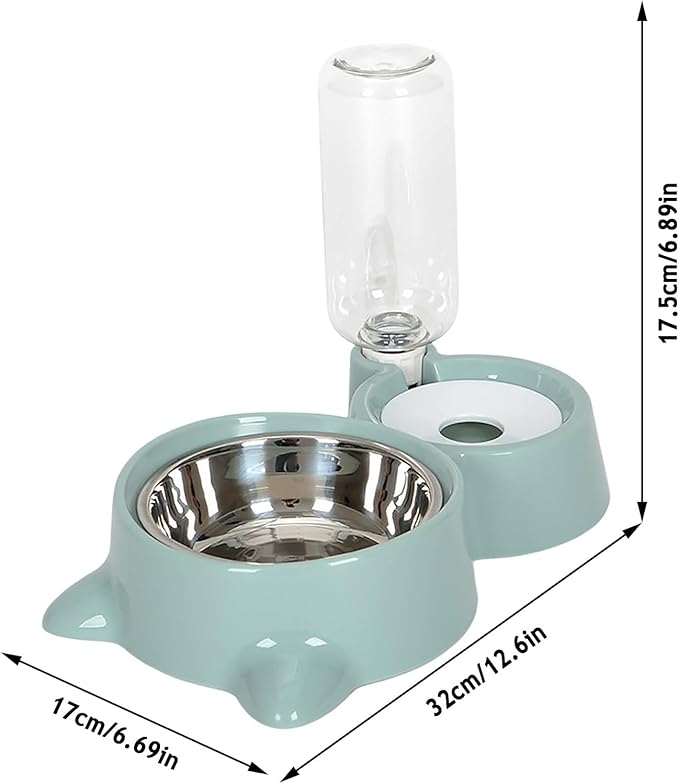 2-in-1 Cat Food and Water Bowl Set Dog Dish with Water Dispenser Double Dog Cat Bowls Automatic Water Dispenser Bottle No-Spill Pet Feeder Removable Cat Dish Pet Feeder