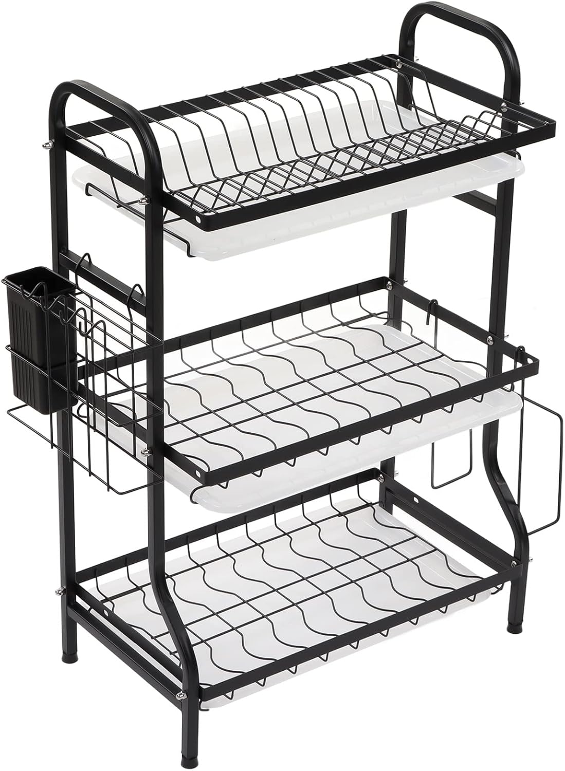 3 Tier Dish Drying Rack Large Capacity Space Saving Dish Drainer Organizing Holder for Home Kitchen Supplies