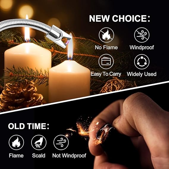 ARC Electric Lighter - Rechargeable, Windproof, USB, 360° Flexible Neck Arc Lighter (Multicolor)