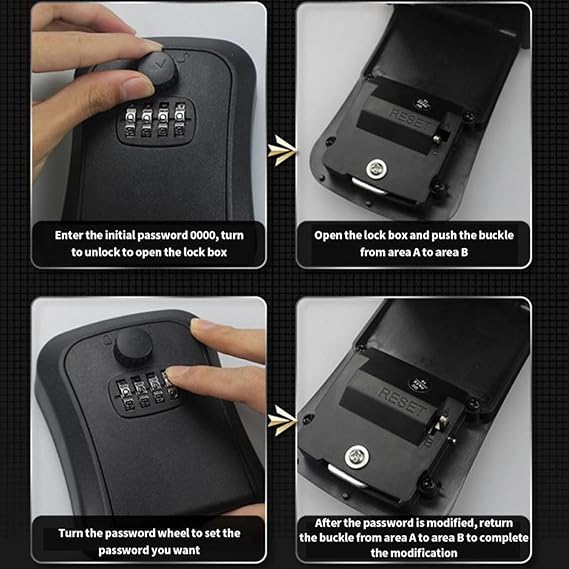 Weatherproof Wall-Mounted Key Safe Lock Box with Combination Password