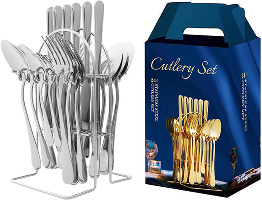 Pure Stainless Steel 24-Piece Cutlery Set