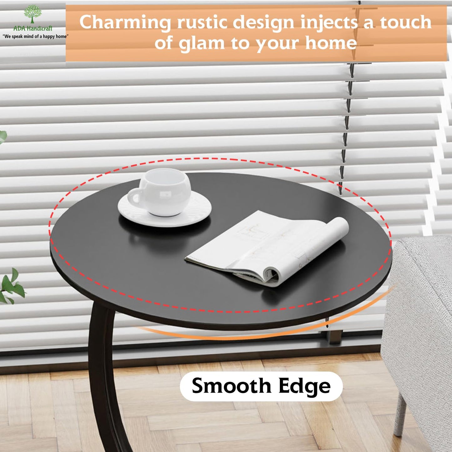 Round Side Table for Small Spaces, Modern Wooden Accent Table, Sofa & Bedside Table