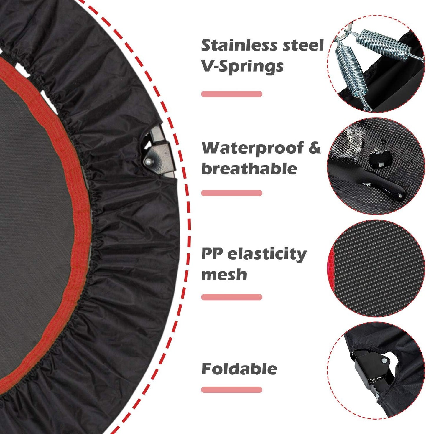 Mini Trampoline with Rebounder with Adjustable Foam Handle,Exercise Fitness Trampoline