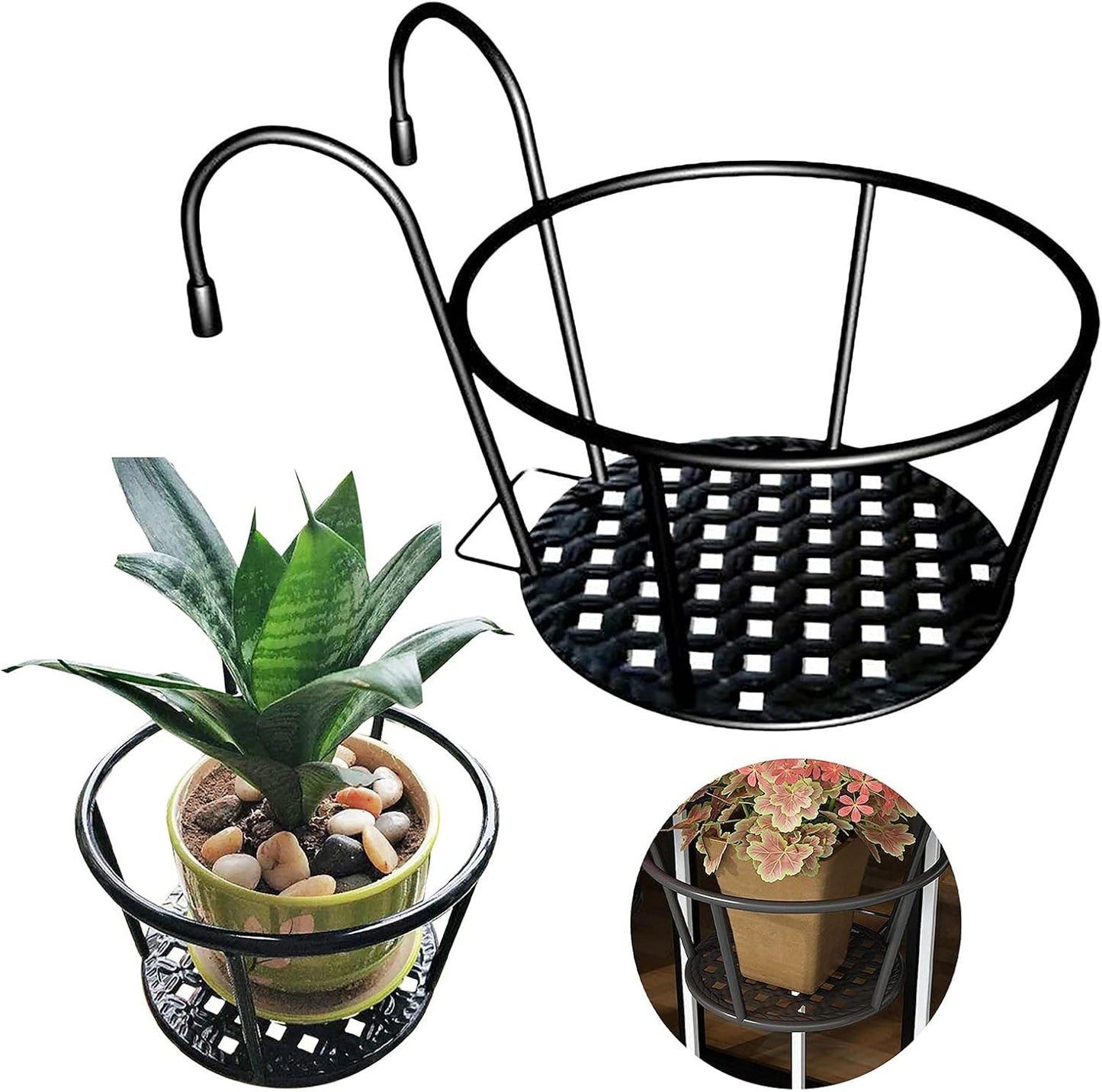 Metallic over the balcony flower pot holder