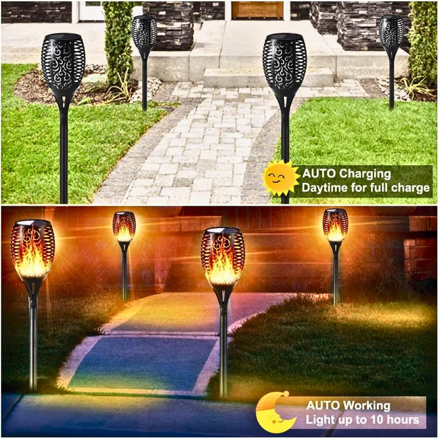 6 pieces LED solar flame lamp For outdoor, waterproof for garden decor