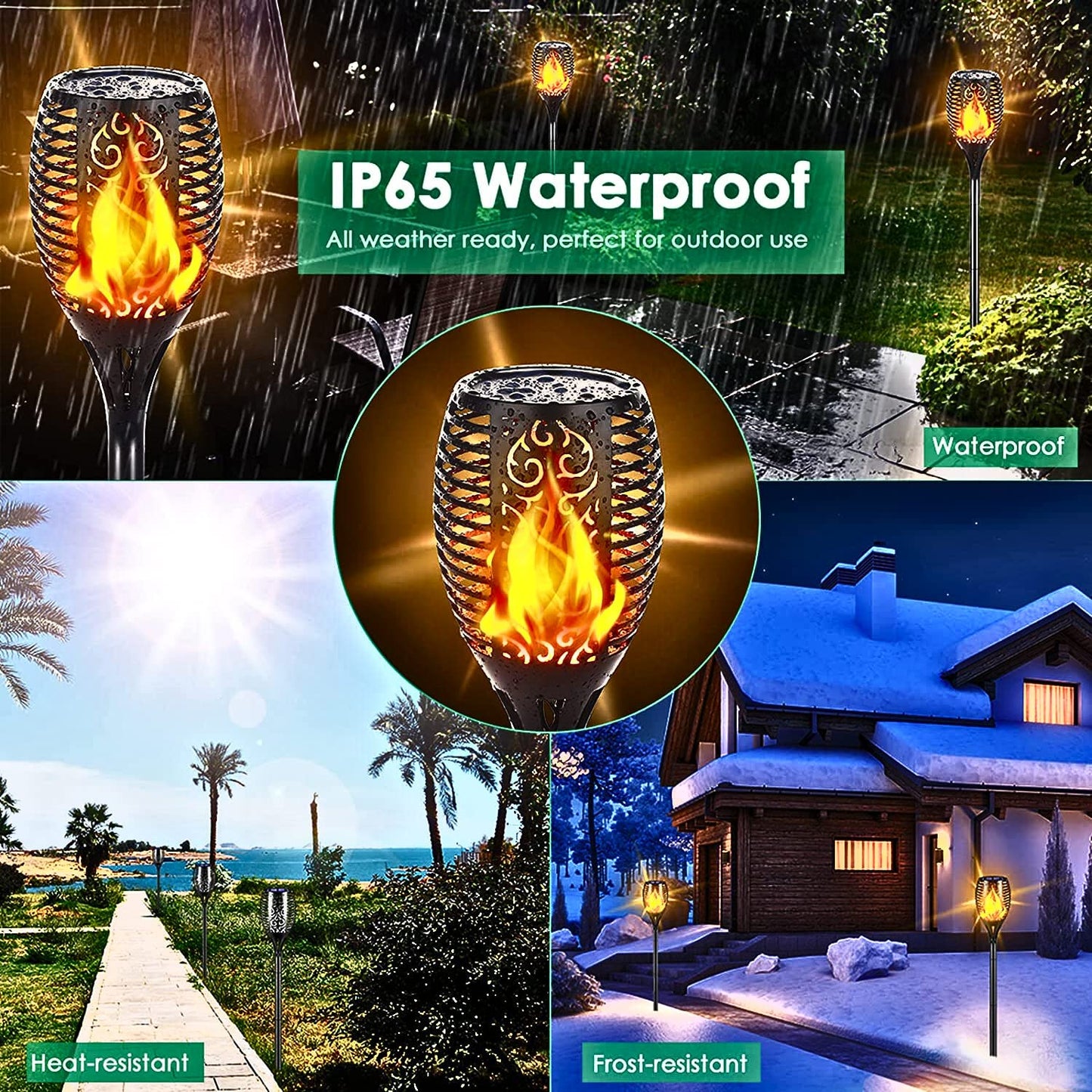 6 pieces LED solar flame lamp For outdoor, waterproof for garden decor