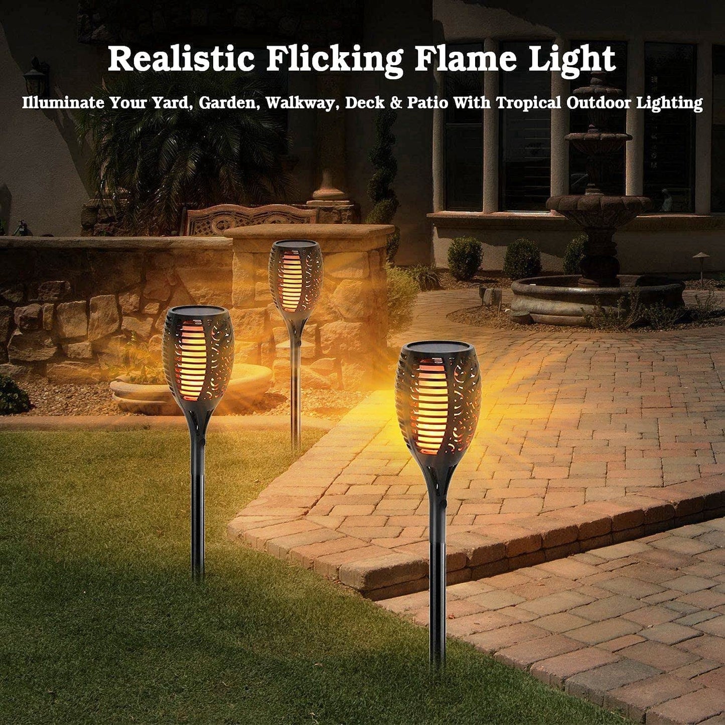 6 pieces LED solar flame lamp For outdoor, waterproof for garden decor