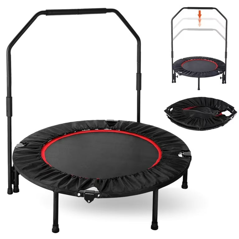 Mini Trampoline with Rebounder with Adjustable Foam Handle,Exercise Fitness Trampoline