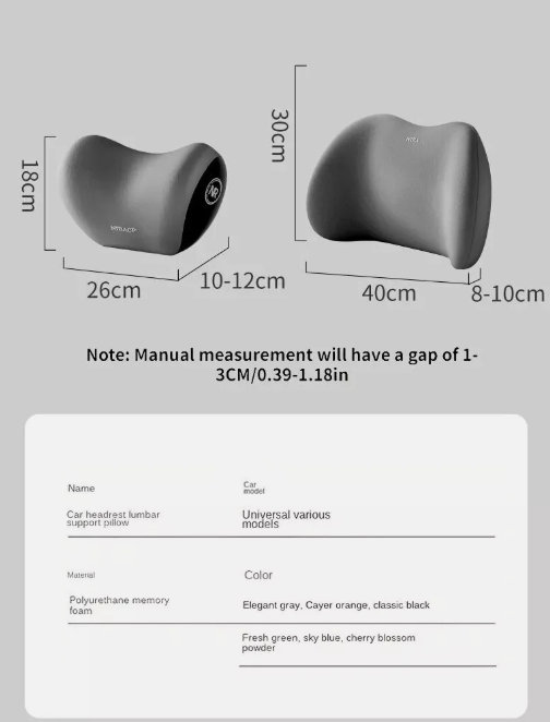 2 piece memory foam  car headrest lumbar support