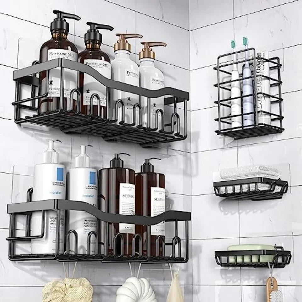 5-Piece Shower Caddy Shelf Set (No-Drill Bathroom Organizer)