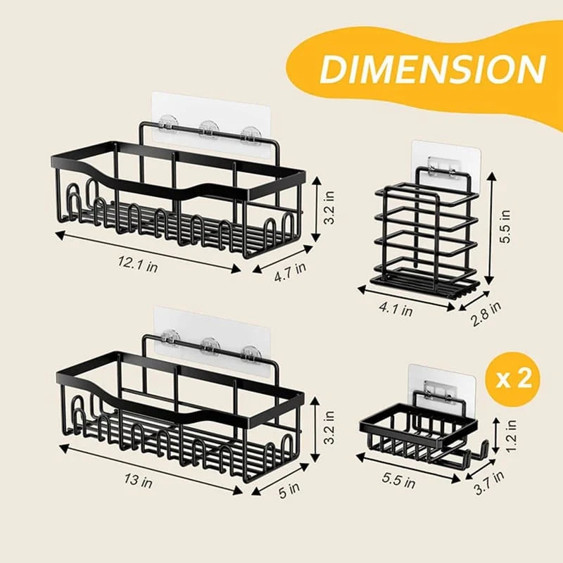 5-Piece Shower Caddy Shelf Set (No-Drill Bathroom Organizer)