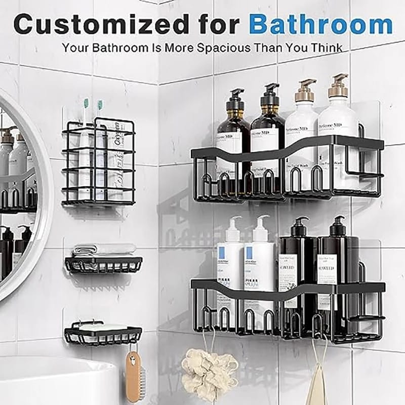 5-Piece Shower Caddy Shelf Set (No-Drill Bathroom Organizer)