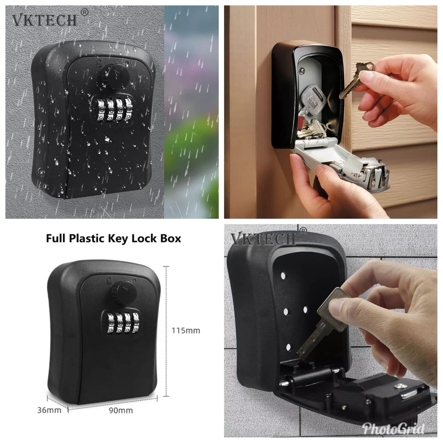 Weatherproof Wall-Mounted Key Safe Lock Box with Combination Password